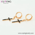 96142 xuping 18k gold color Christian cross pendant eardrops for ladies